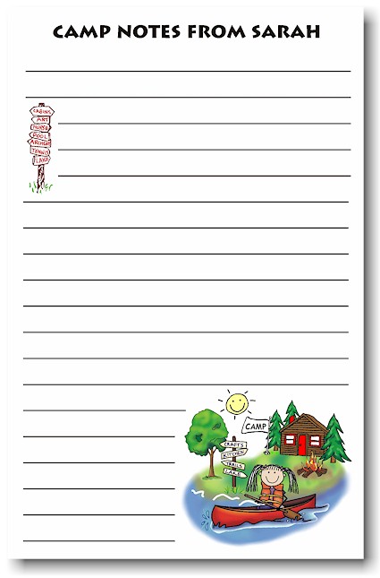 Pen At Hand Stick Figures - Large Full Color Notepads (Canoe Girl)